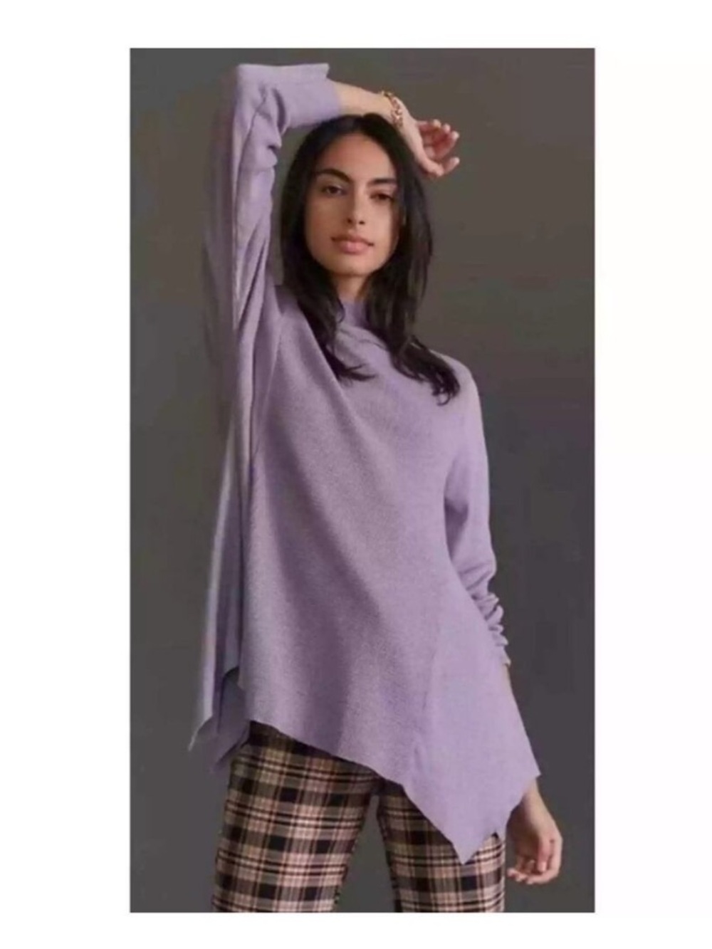 t.la Purple Long Sleeve Oversized Mock Neck Waffle Knit Long Sleeve Tee size XS
